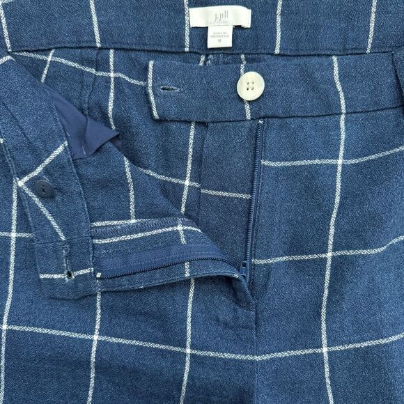 J. Jill Navy White Patterned Pants Size 10 Chic Trousers with Subtle Grid Design - Picture 5 of 8